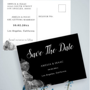 Elegant Black and White Ink Wedding Save the Date Briefkaart