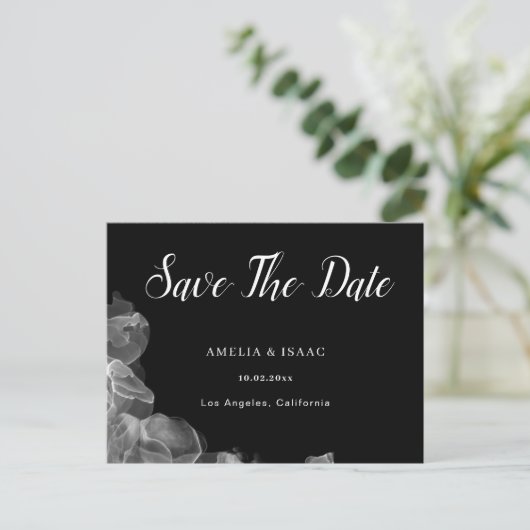 Elegant Black and White Ink Wedding Save the Date Briefkaart (Staand voorkant)