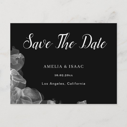 Elegant Black and White Ink Wedding Save the Date Briefkaart (Voorkant)