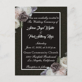Elegant Black and White Invitation Uitnodiging Briefkaart