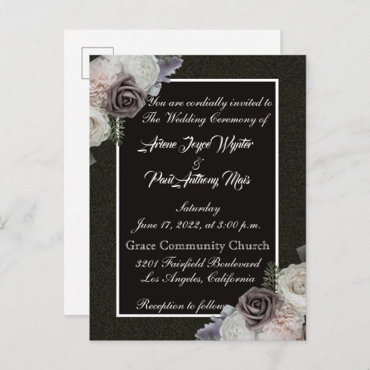 Elegant Black and White Invitation Uitnodiging Briefkaart (Voorkant / Achterkant)