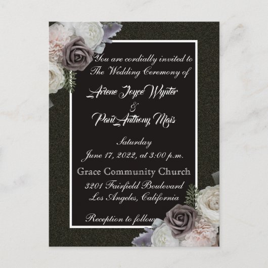 Elegant Black and White Invitation Uitnodiging Briefkaart (Voorkant)