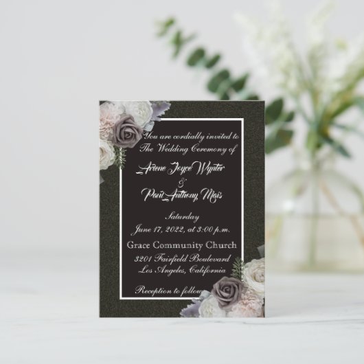 Elegant Black and White Invitation Uitnodiging Briefkaart (Staand voorkant)