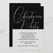 Elegant Black and White Kantoor Kerstparty Kaart (Voorkant / Achterkant)