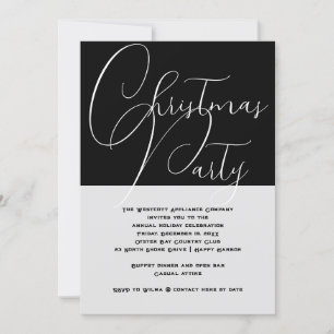Elegant Black and White Kantoor Kerstparty Kaart