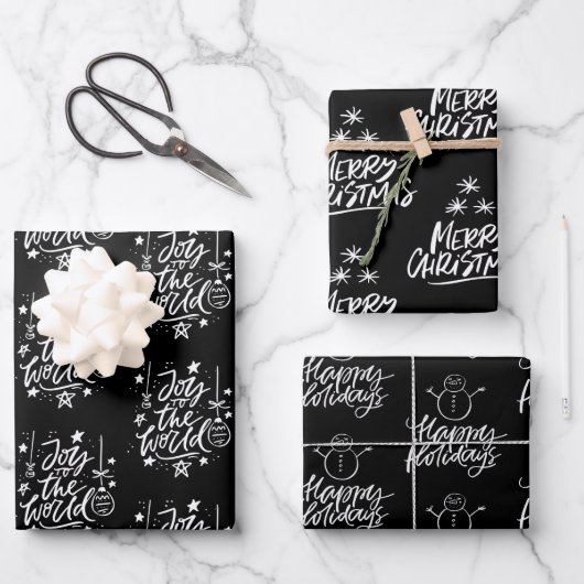 Elegant Black and White Kerstcitroenen Gift Inpakpapier Vel (Voorkant)