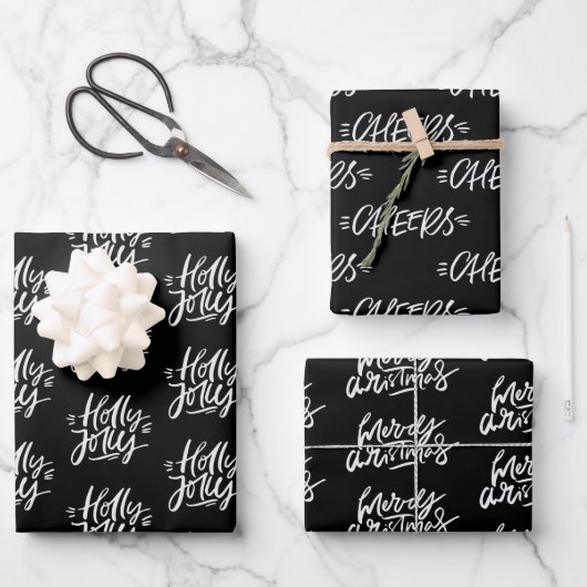 Elegant Black and White Kerstcitroenen Gift Inpakpapier Vel (Voorkant)