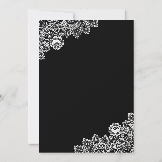 Elegant Black and White Lace Wedding Kaart (Achterkant)