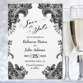 Elegant Black and White Lace Wedding Save The Date