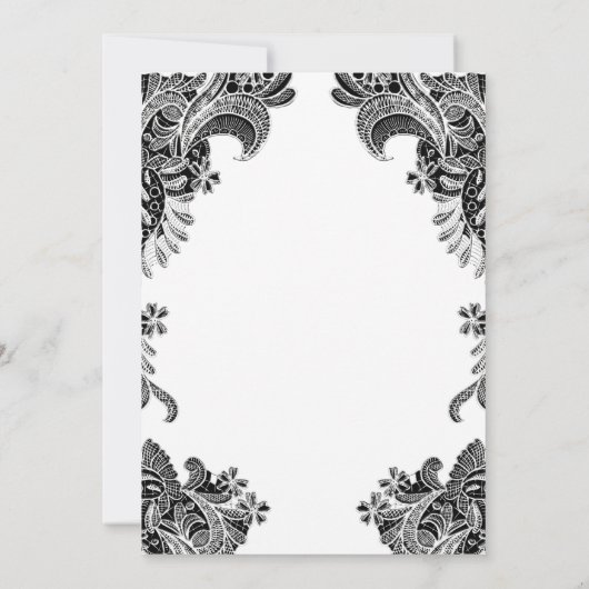 Elegant Black and White Lace Wedding Save The Date (Achterkant)