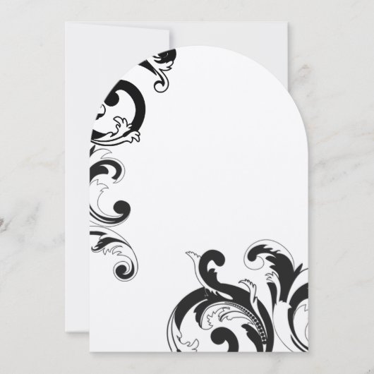 Elegant Black and White Large Damask Wedding Kaart (Voorkant)
