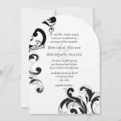 Elegant Black and White Large Damask Wedding Kaart (Achterkant)