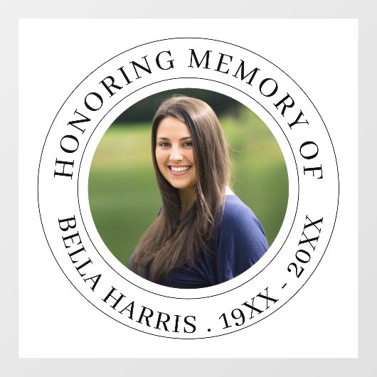 Elegant Black and White Memorial Design Raamsticker (Vel)