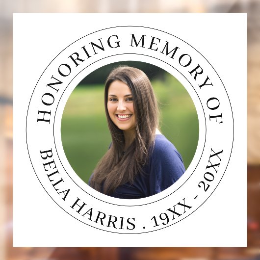 Elegant Black and White Memorial Design Raamsticker (Vel 2)