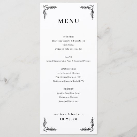 Elegant Black and White Menu (Voorkant)