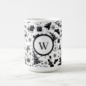 Elegant black and white merry Christmas Monogram Magische Mok (Midden)