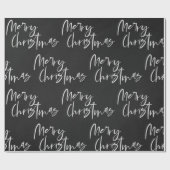 Elegant Black and White Merry Kerstmis Cadeaupapier (Vlak)