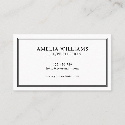 Elegant Black and White Minimalist Professional Visitekaartje (Achterkant)