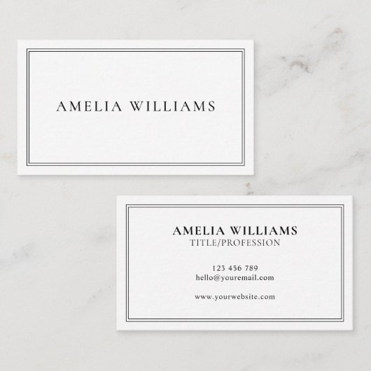 Elegant Black and White Minimalist Professional Visitekaartje (Voorkant / Achterkant)