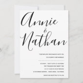 Elegant Black and White Minimalist Script Weddensc Kaart (Voorkant)