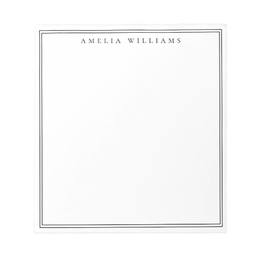 Elegant Black and White Minimalist Two Border Notitieblok (Voorkant)