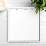 Elegant Black and White Minimalist Two Border Notitieblok<br><div class="desc">Create your own personalized notepads with black elegant chic typography monogram name and two border line design on white color.</div>