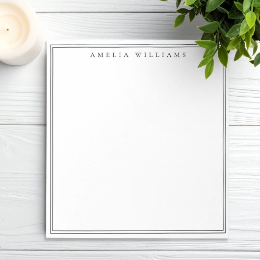 Elegant Black and White Minimalist Two Border Notitieblok