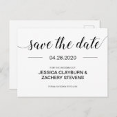 Elegant Black and White Minimalist Wedding Aankondigingskaart (Voorkant / Achterkant)