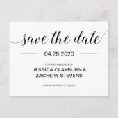 Elegant Black and White Minimalist Wedding Aankondigingskaart (Voorkant)