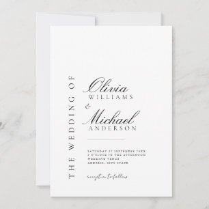 Elegant Black and White Minimalist Wedding Kaart