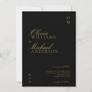 Elegant Black and White Minimalist Wedding Kaart