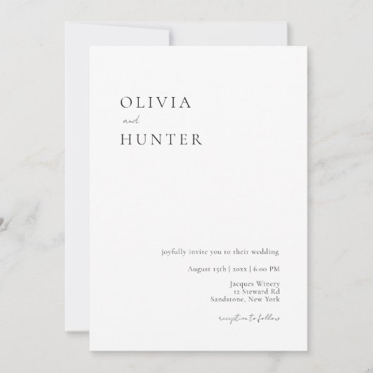Elegant Black and White Minimalist Wedding Kaart (Voorkant)