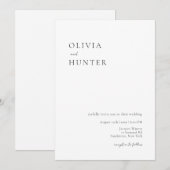 Elegant Black and White Minimalist Wedding Kaart (Voorkant / Achterkant)