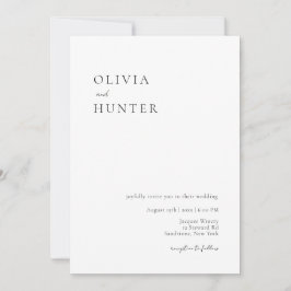 Elegant Black and White Minimalist Wedding Kaart