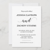 Elegant Black and White Minimalist Wedding Kaart (Voorkant)