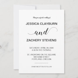 Elegant Black and White Minimalist Wedding Kaart