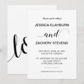Elegant Black and White Minimalist Wedding Kaart (Voorkant / Achterkant)