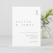 Elegant Black and White Minimalist Wedding Kaart (Staand voorkant)
