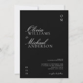 Elegant Black and White Minimalist Wedding Kaart (Voorkant)