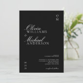 Elegant Black and White Minimalist Wedding Kaart (Staand voorkant)