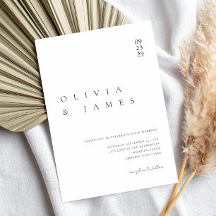 Elegant Black and White Minimalist Wedding Kaart