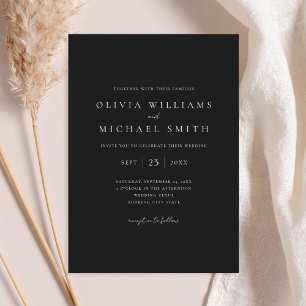 Elegant Black and White Minimalist Wedding Kaart