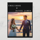 Elegant Black and White Minimalist Wedding  Kaart (Achterkant)