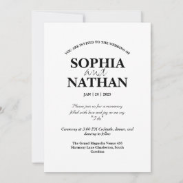 Elegant Black and White Minimalist Wedding Kaart