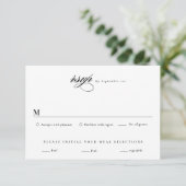 Elegant Black and White Minimalist Wedding RSVP Kaartje (Staand voorkant)