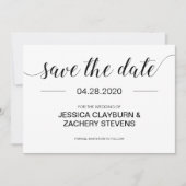 Elegant Black and White Minimalist Wedding Save The Date (Voorkant)