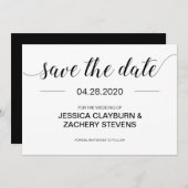 Elegant Black and White Minimalist Wedding Save The Date (Voorkant / Achterkant)