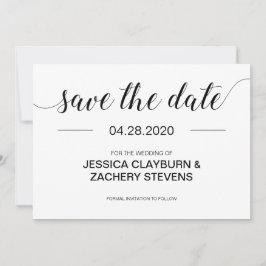 Elegant Black and White Minimalist Wedding Save The Date
