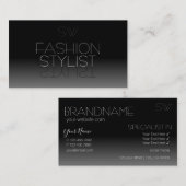Elegant Black and White Mirror Font met Monogram Visitekaartje (Voorkant / Achterkant)