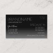 Elegant Black and White Mirror Font met Monogram Visitekaartje (Achterkant)